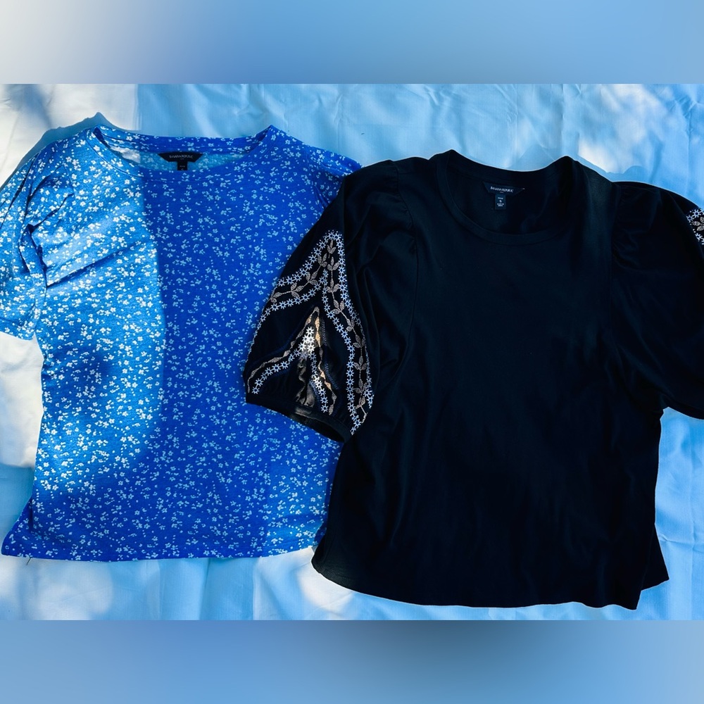 Blue Floral and Black Embroidered Tops Banana Republic Bundle